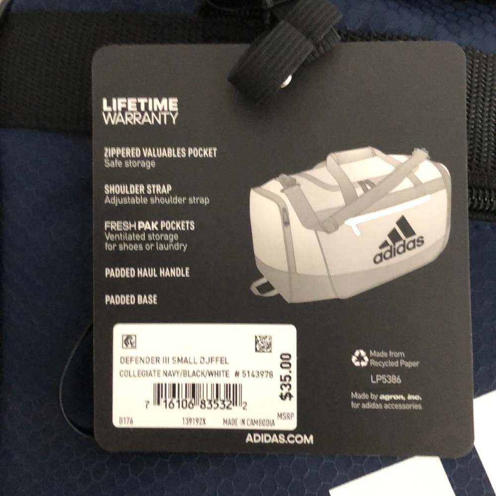 Adidas DEFENDER III Small Duffel Bag 5322 - Picture 6 of 7